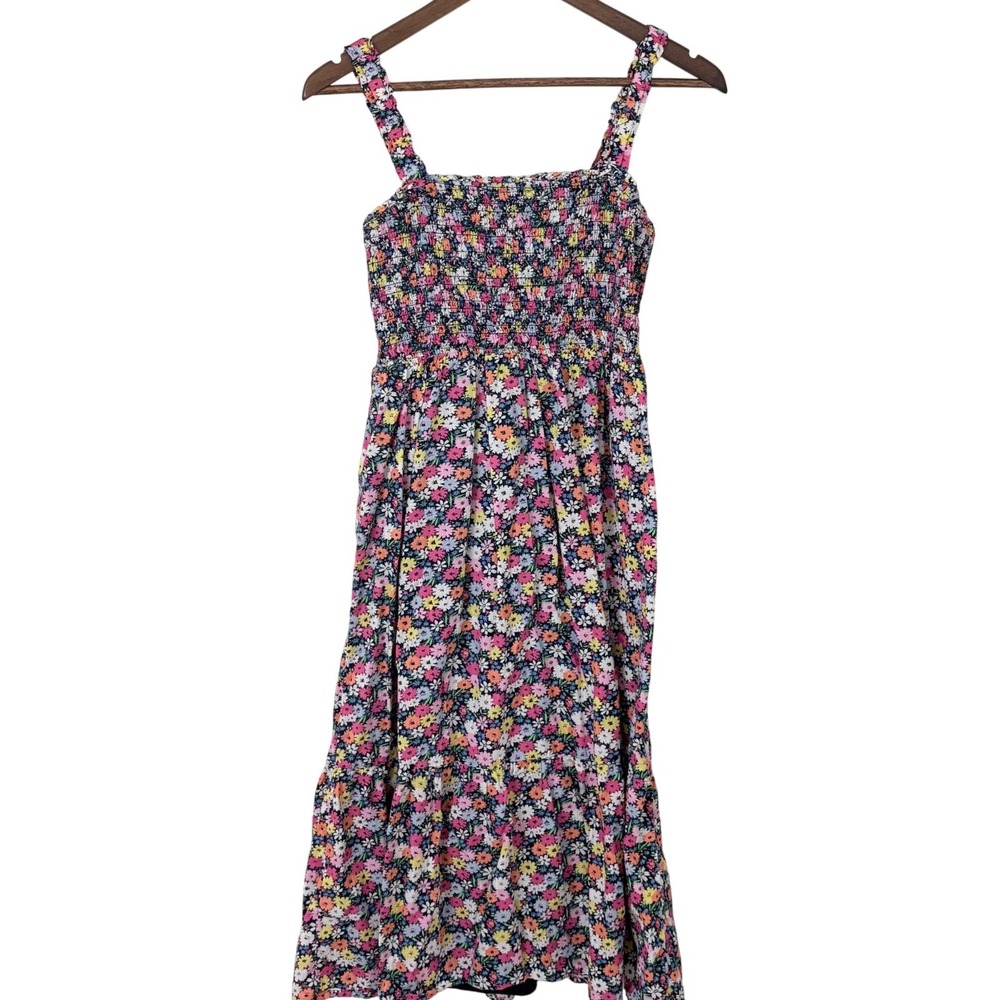 Gap Smocked Floral Midi Dress‎ Womens Small Petite Prairie Cotton Sundress